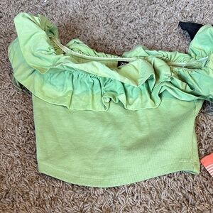 Zara Green Ruffled Top off the shoulder size small